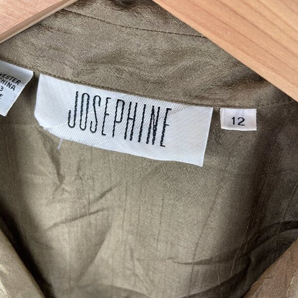 Vintage Josephine Olive Green Short Sleeve Blouse - Size 12 - Picture 4 of 6